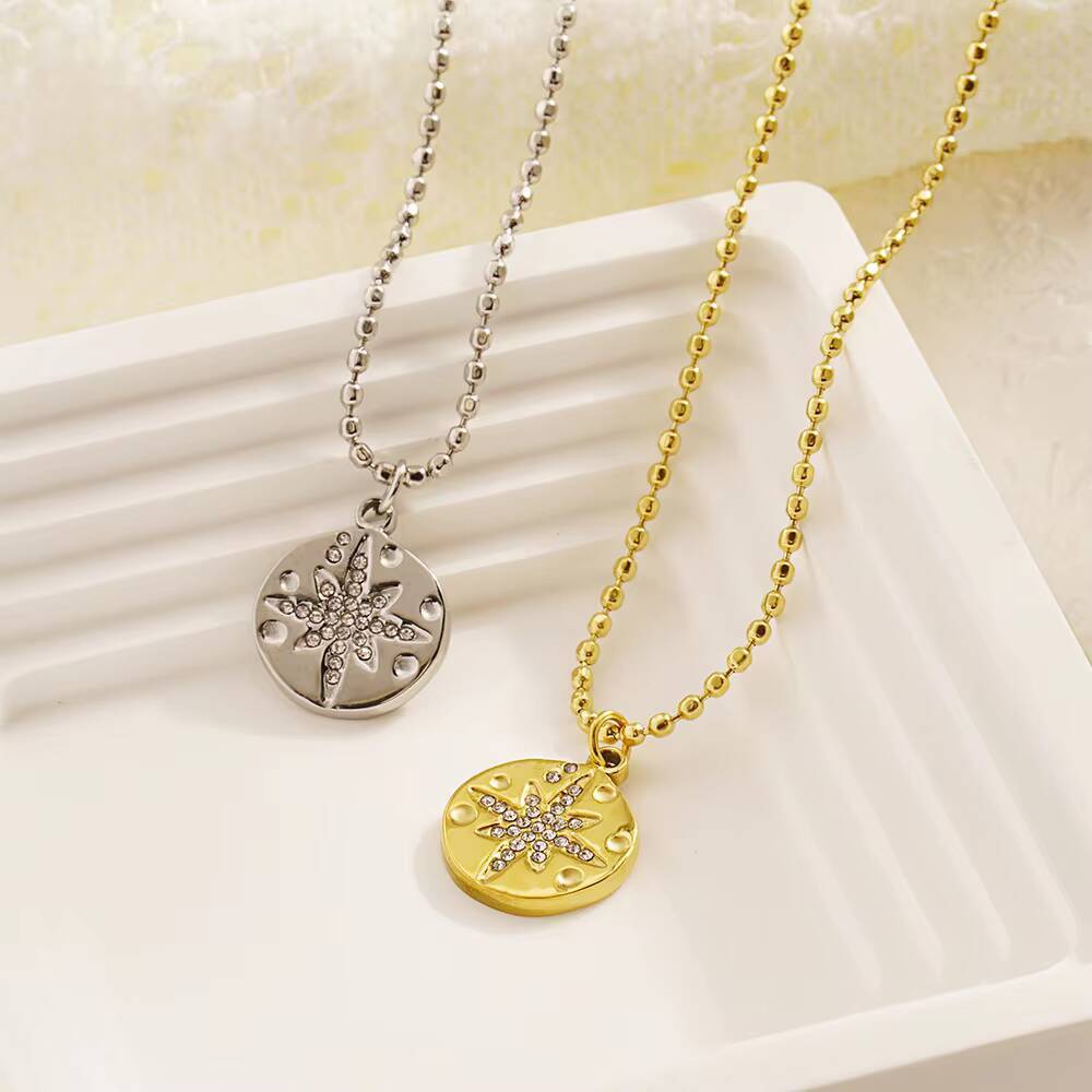 Coin Necklace Delicate - Женское нежное круглое ожерелье из нержавеющей
