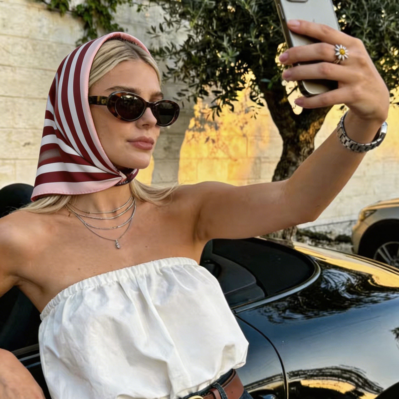 Women'S Vacation Accessories - Атласный шелковый квадратный платок с геометрическим