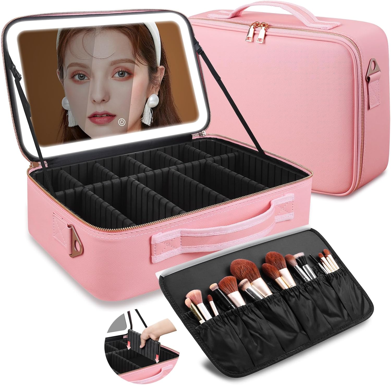 Women Accessories Organizer - Большая косметичка 15''X11'' с LED-зеркалом и