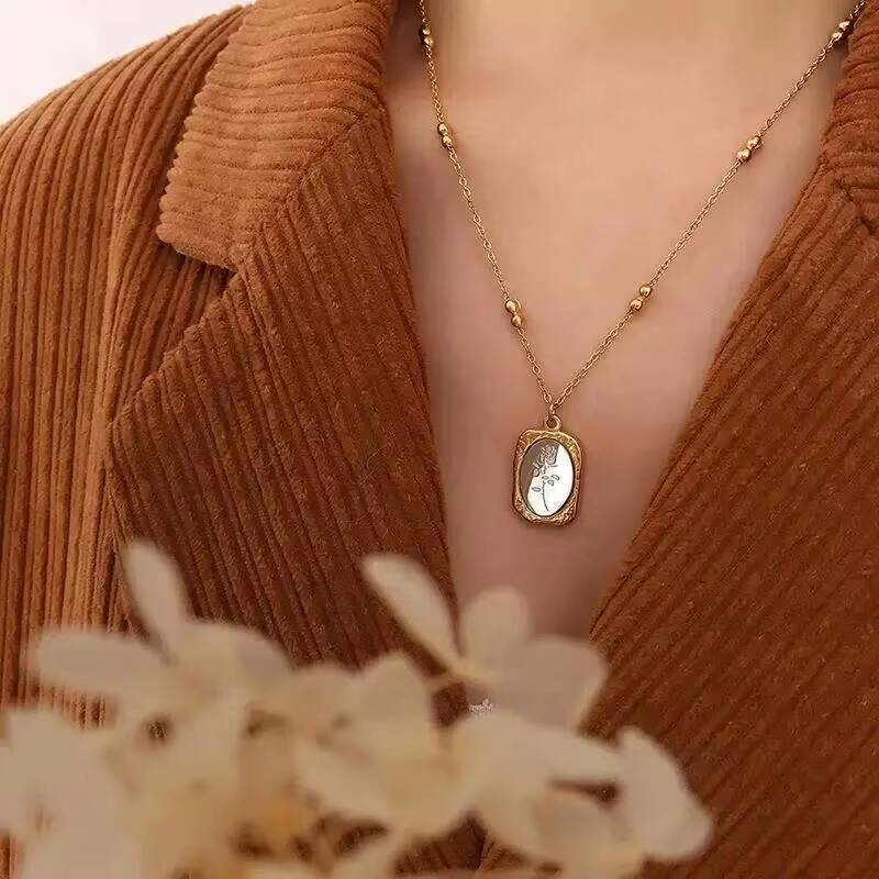 Coin Necklace Delicate - Нержавеющая сталь мода роза нежная женская